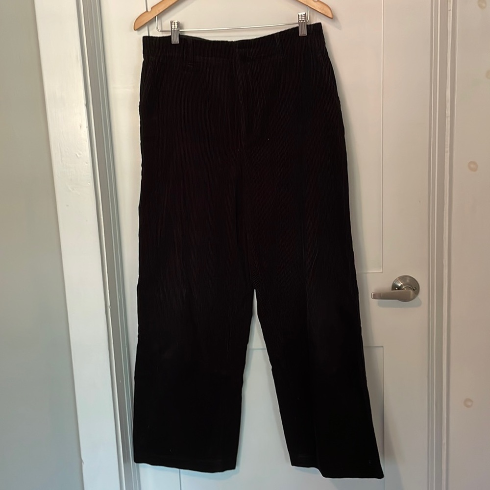 Uniqlo black high rise wide leg corduroy pants (size 12)